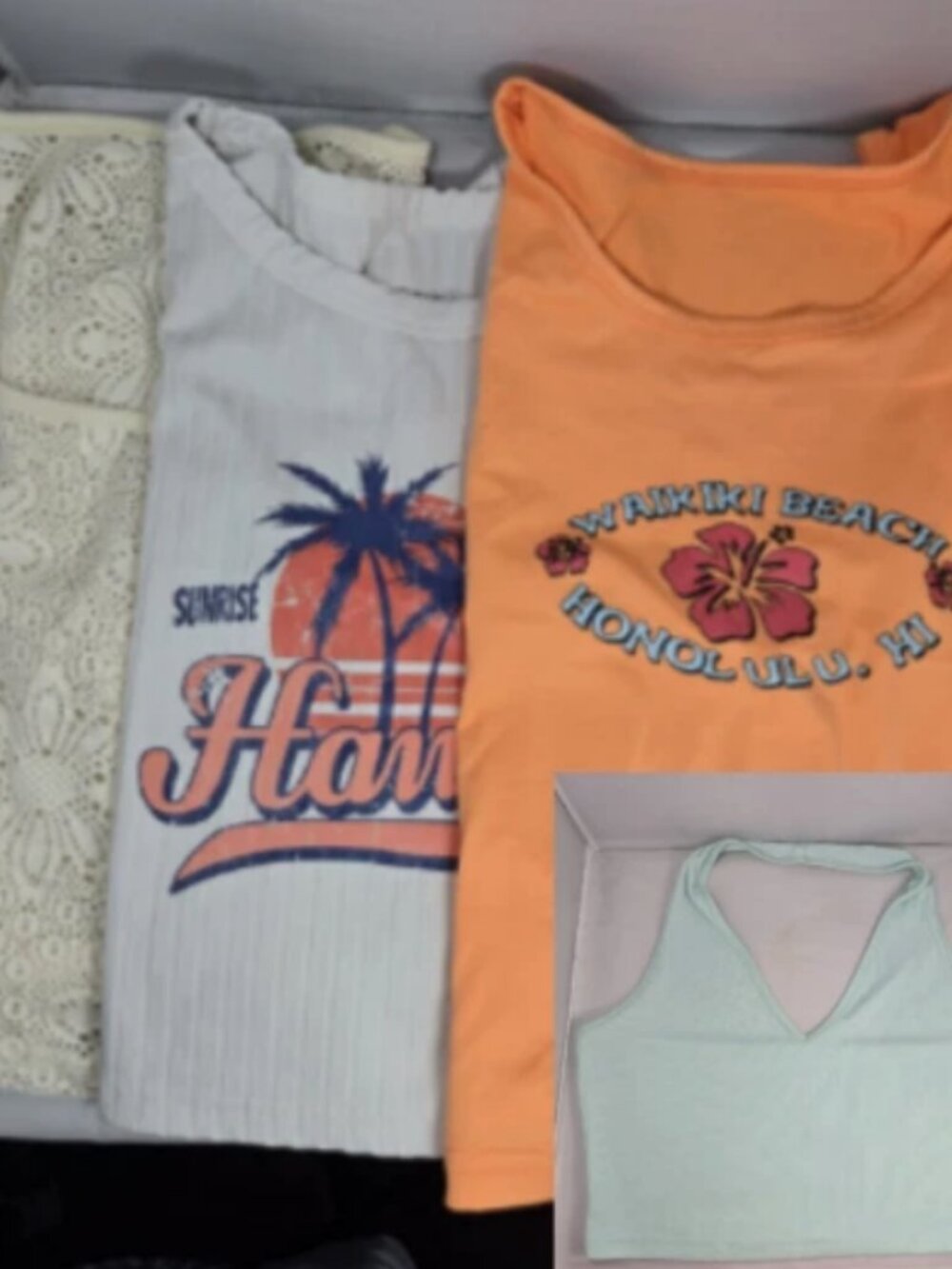 LOT SHEIN Summer Tops Halter Tank M/L Crop Beach Hawaii Honolulu Lace Shirt
